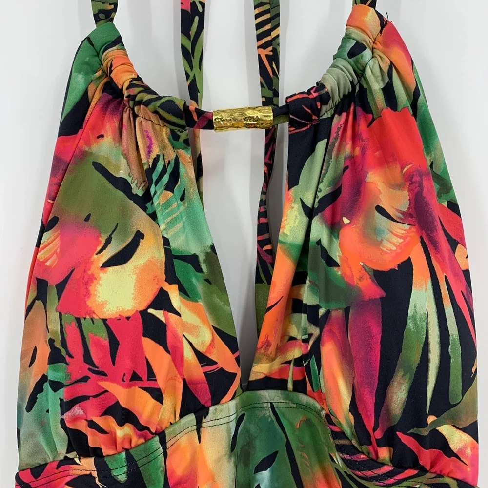 Lauren Ralph Lauren High-Neck Tummy Control One Piece in Midnight Tropic…
